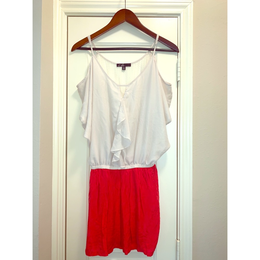 Ruffle front two tone dress